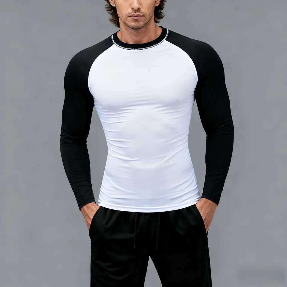 Underwear Men Compression Shirt Athletic Yoga Running Long Sleeve T-Shirt Spring Fall Gym Workout Stretchy Baselayers Rash Guard G251215