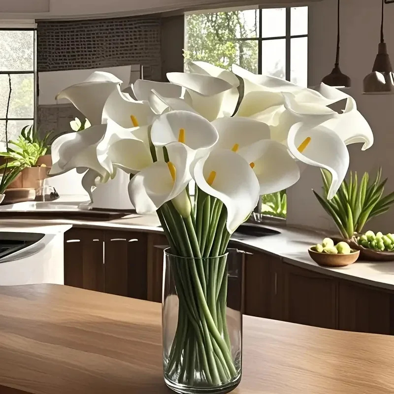 10PCS Artificial Flowers Calla Lily Faux PU Flowers for Weddings Bouquet Bridal Shower DIY Bridal Bouquets Home Party Decor 251211