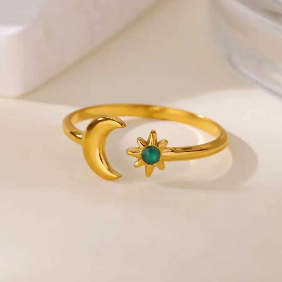 Stainless Steel Jesus Cross Rings for Women 18K Gold Plated Portrait Coin Ring Star Moon Finger Ring Waterproof Jewelry Gifts M251215