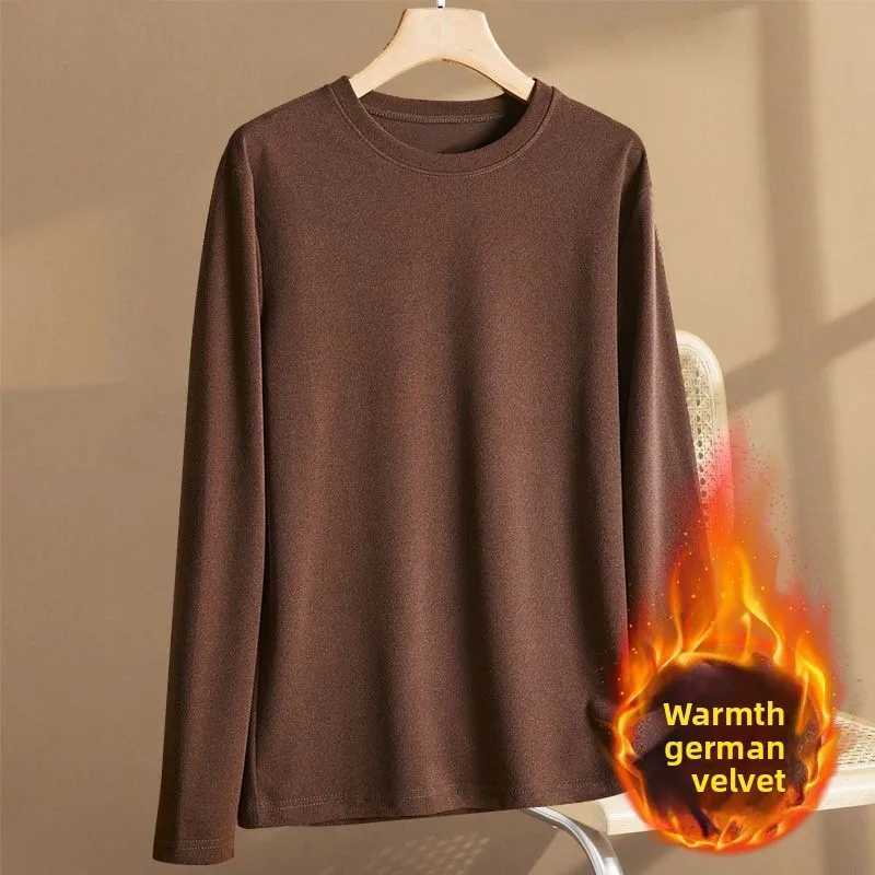 Mens Underwear Mens Thickened and Padded Fleece Long Sleeve Round-Neck Innerwear for Autumn and Winter G251215