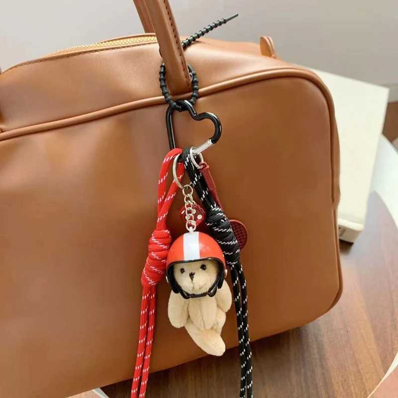Cute Helmet Bear Bag Pendant Woven Rope Heart Phone Key Ring DIY Bag Accessories M251215