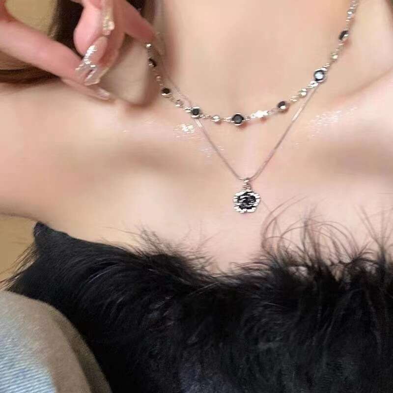 Necklace for Women Designer Luxury 2026 Double Layer Stacked Rose Zircon Sweatshirt Necklace Summer Elegant Versatile Clavicle Chain Niche High-end Ac