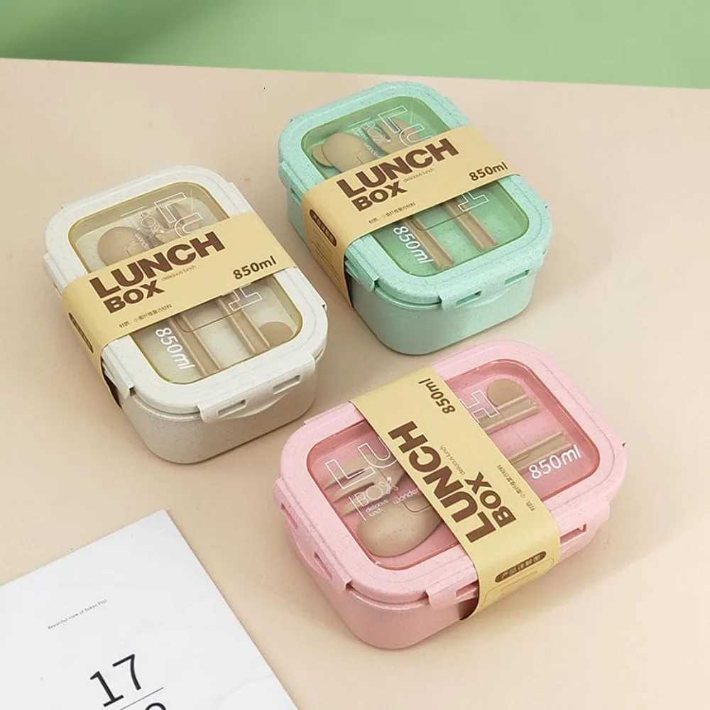 850ml Bento Lunch Box for Adts with Cutlery Set Leak-Proof Cpartments for Off Picnic Travel Portable Snack Box Beige H251213
