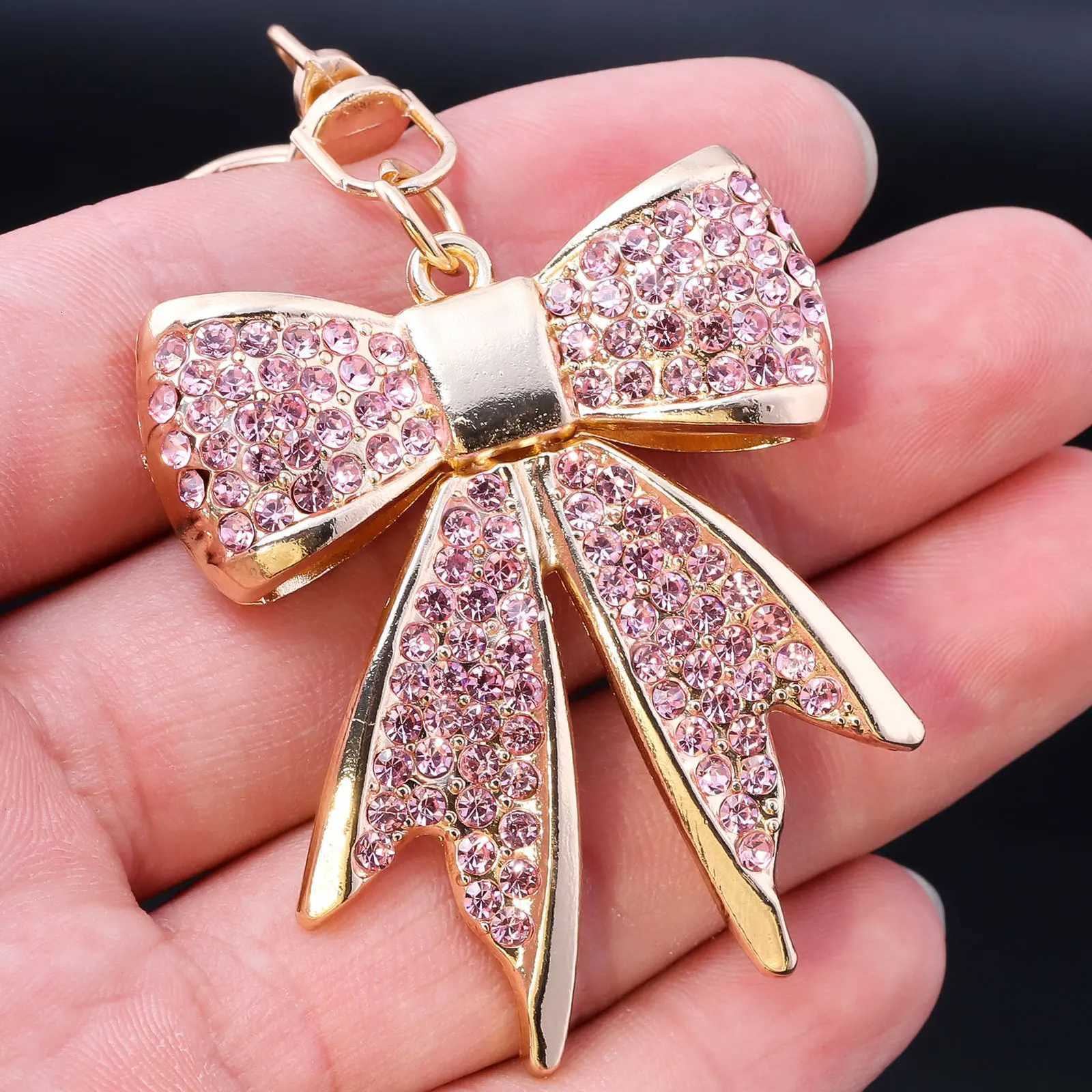 Faux Crystal Rhinestone Bag Charm Rhinestone Bow Keychain for Women Sparkling Bag Charm Car Pendant Valentine Gift Idea M251215
