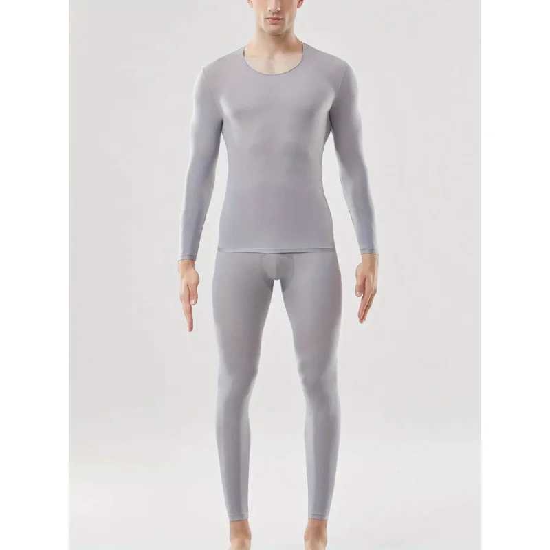 Autumn and Winter Mens Thermal Underwear Set - Semi-Transparent Comfortable Stretch Warm Top and Pants G251215