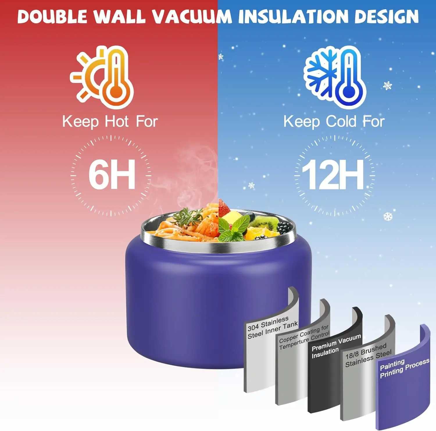 1 set Bento Lunch Box for Kids With 8oz insated vacuum food jar Food Containers for SchoolMicrowareDishwasher Safe H251213