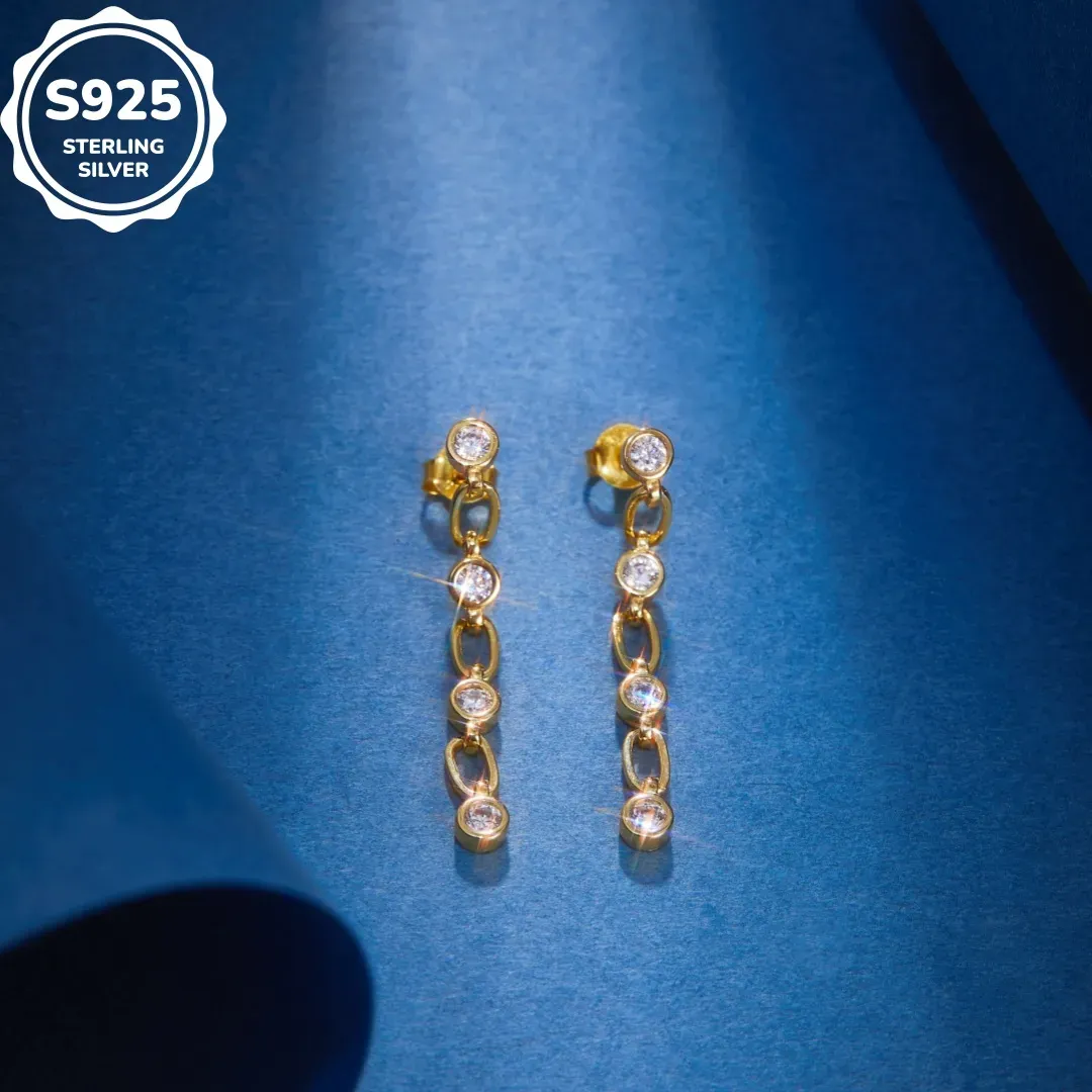 MT New925 Sterling Silver Bezel Earrings 3mm Long Tassel Drop Earring for Women Jewelry Gift Exquisite High quality Wholesale