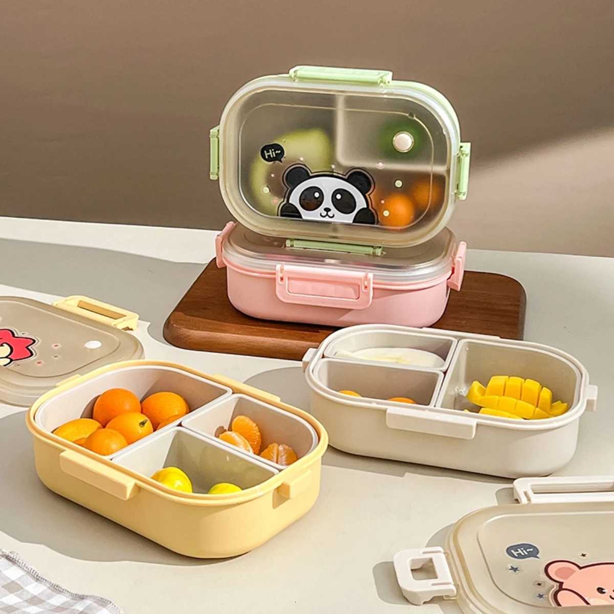 WORTHBUY Portable Plastic Lunch Box With Detachable 3-Cpartments Cute Divided Food Container For Kids Students Microwave Safe H251213