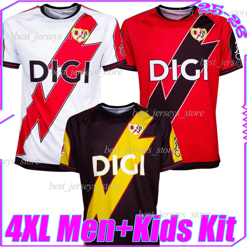 4XL 25/26 Rayo Vallecano 3rd Soccer Jerseys ALVARO DE FRUTOS FRAN PEREZ CAMELLO ALEMAO UNAI LOPEZ GUMBAU OSCAR TREJO men kids kits socks sets retro football shirts