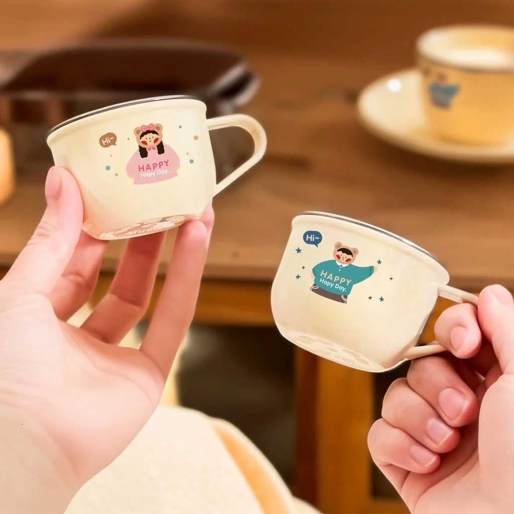 Thicked Durable Mini Water Cup With Handle Plastic/304 Stainless Steel Milk g Portable Cute Cartoon Kids Learning Drinking Cup H251215