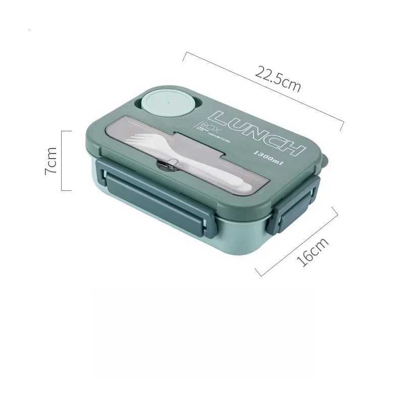 Cpartment 1300ML Portable Lunch Box Kids Students Off Bento Box With Fork and Spoon Microwave Food Storage Container H251213