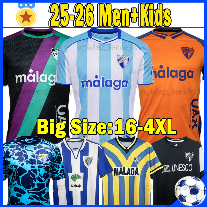 XXXL 4XL 25 26 Malaga CF Soccer Jerseys CHUPE Retro 1997 98 2005 13 Football Shirts RAFA R. JAUREGI LOBETE D.LARRUBIA NINO Camisetas de Futbol Men Uniforms kids kits Sets