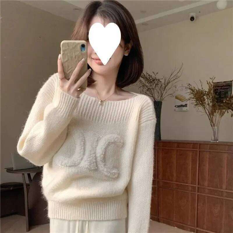 Autumn Winter All-Match Fashionable Jacquard Sweater Women Clothing Simplicity Printing Solid Color Knitting Loose Pullovers