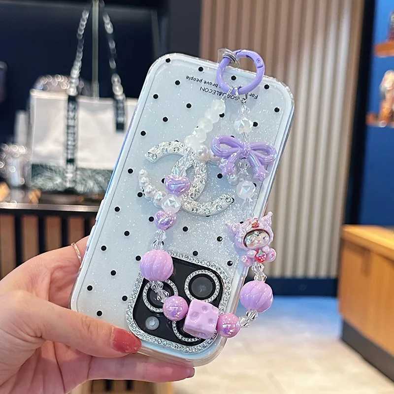 Adorable Summer Beaded Phone Strap Keychain Bag Charm Versatile s Accessory New Three Friends Dog Mouse Design M251215