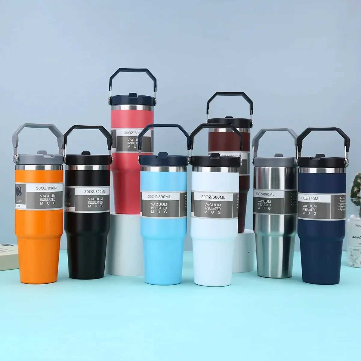 Large Capacity Stainless Steel Insulated Travel Mug 30oz Outdoor Portable Straw Car Cup Cold Drinks Preservation Thermos Amagi H251215