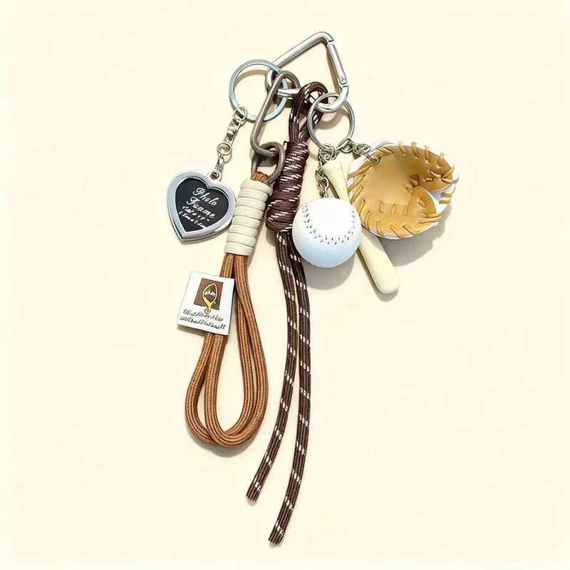 Simulated Baseball Funny Baseball Keychain Car Key Holder Bag Charm Woven Climbing Rope Ornament Decoration M251215