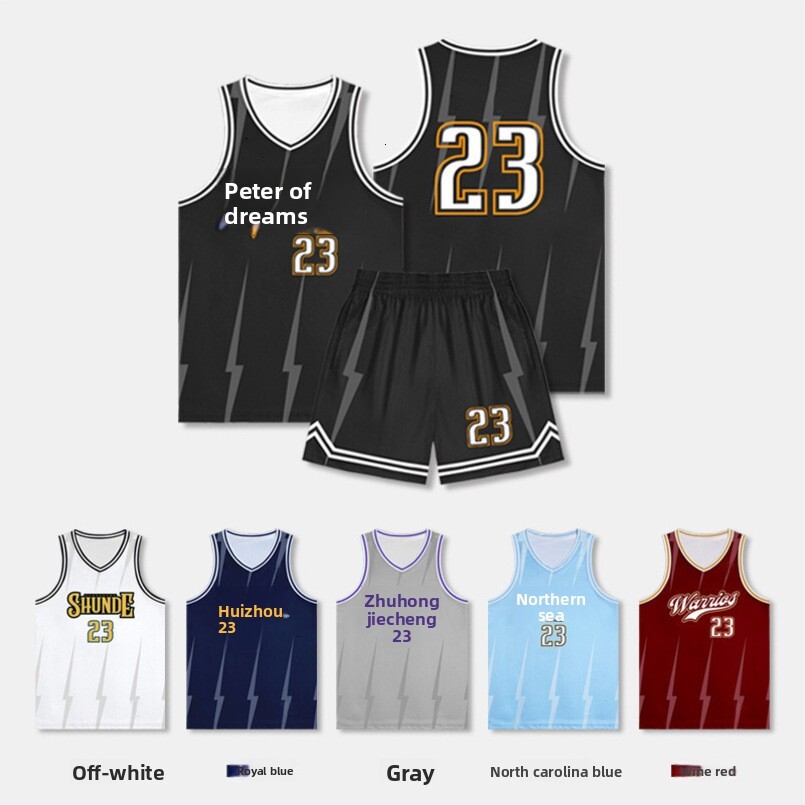 New Basketball Set Men, Ice Silk Training Team Uniform, Breathable Quick-Dry Sports Jersey for Adults, Students, and Children Wholesale