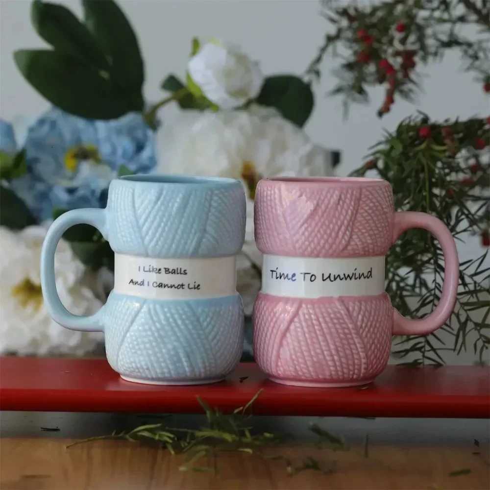 Hot Knit Style Ceramic Coffee g Coffee Cup Colorf Yarn Ball g Tea Cup Gift Summer and Winter Drinkware Kitchenware H251215