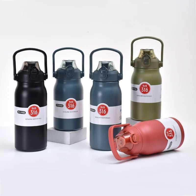 316 stainless steel handle insulated cup outdoor large capacity sports water bottle portable bouncing cover space kettle H251215