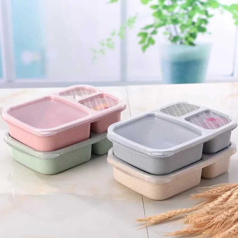 Wheat Straw Lunch Box Portable Bento Box With Cpartment Picnic Bento Box Fruit Container Microwave Oven Dinnerware for Student H251213