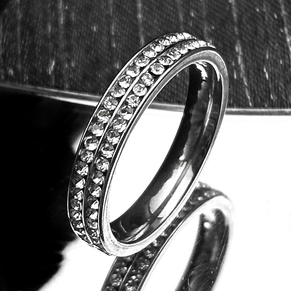 Hiphop Iced Bling Arc Circle Ring Silver Color Stainless Steel Cubic Zirconia Wedding Party Rings For Women Men Jewelry Gift M251215