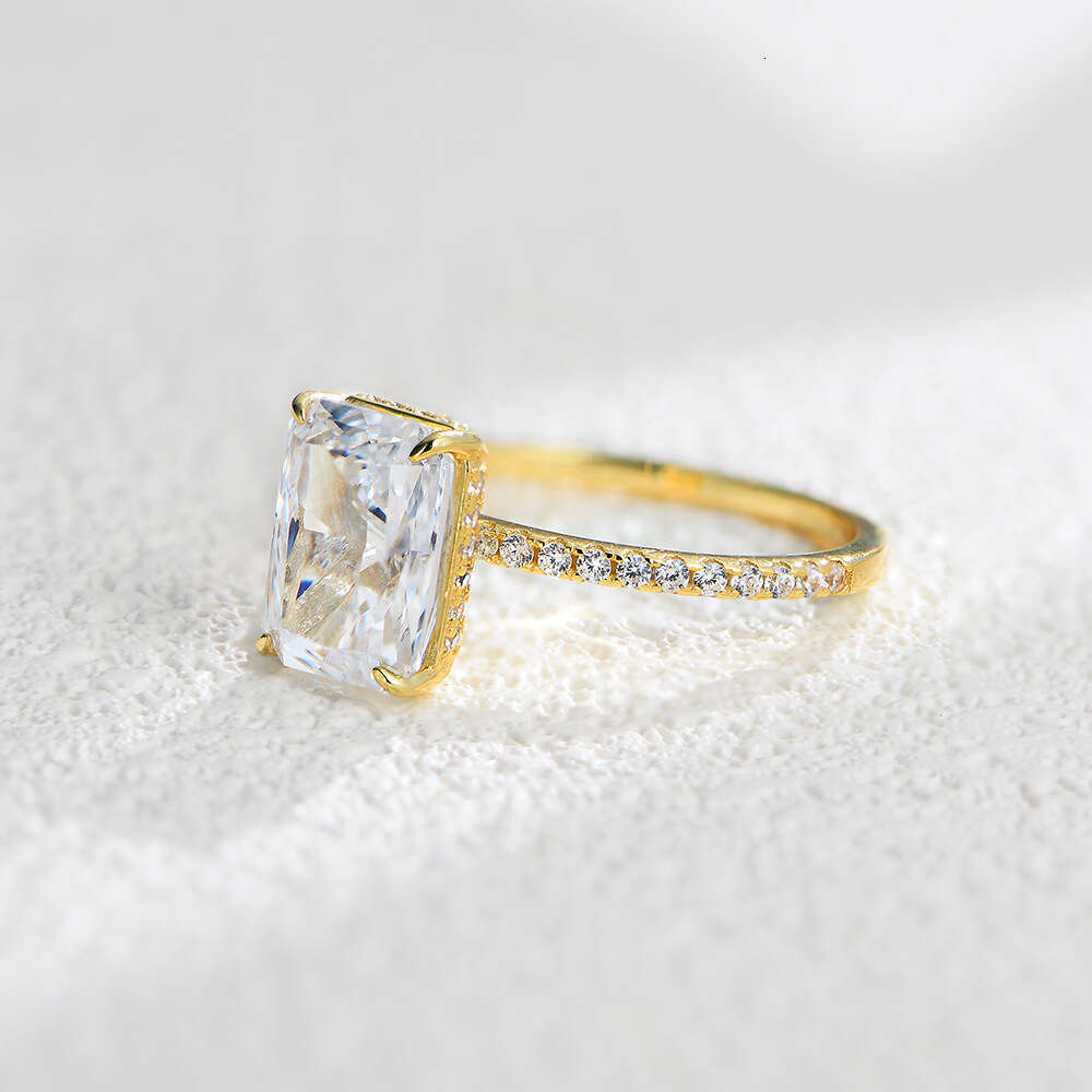 Wholesale Vvs Moissanite Engagement Women 925 Silver 10K 14K 18K Gold Plated Emerald Radiant Oval Cut Diamond Rings