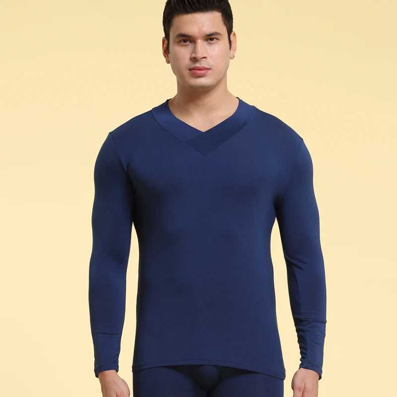 Mens Autumn High-Neck Thermal Underwear Thin Base Layer Shirt Slim Fit Modal Top for Autumn and Winter G251215