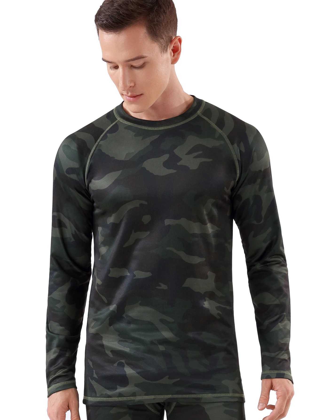 1pcs Long Sleeve Thermal Underwear Men Camouflage Man Thermal Clothes Warm Sleepwear For Winter Autumn Print First Layer G251215