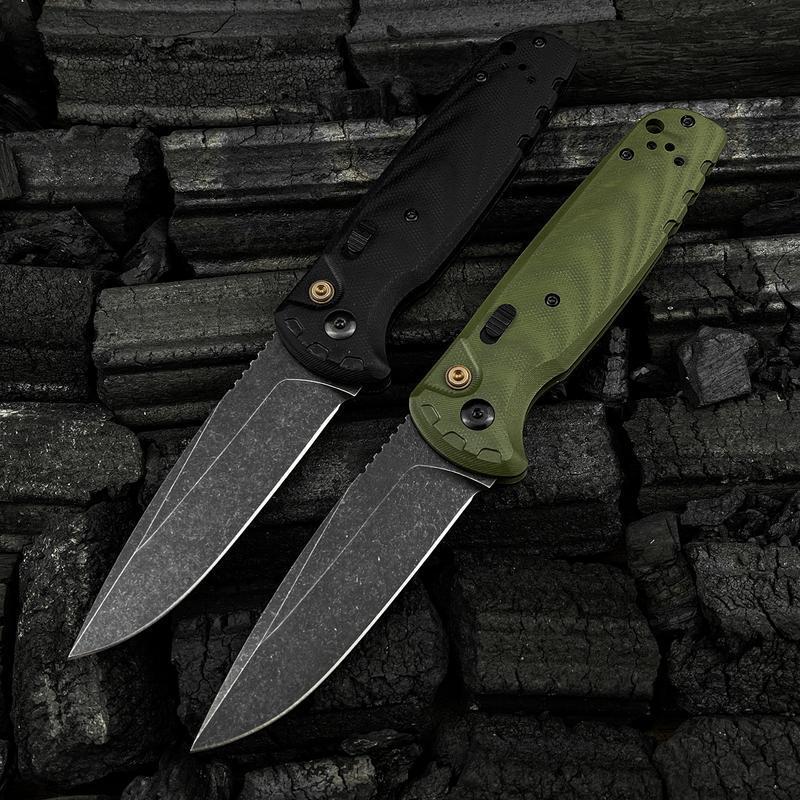 4300BK-02 CLA Folding Pocket 3.4" CPM-MagnaCut Stainless Steel Black DLC Battlewash Plain Blade, G10 Handles with pocket clip Outdoor Hunting Survival Hiking