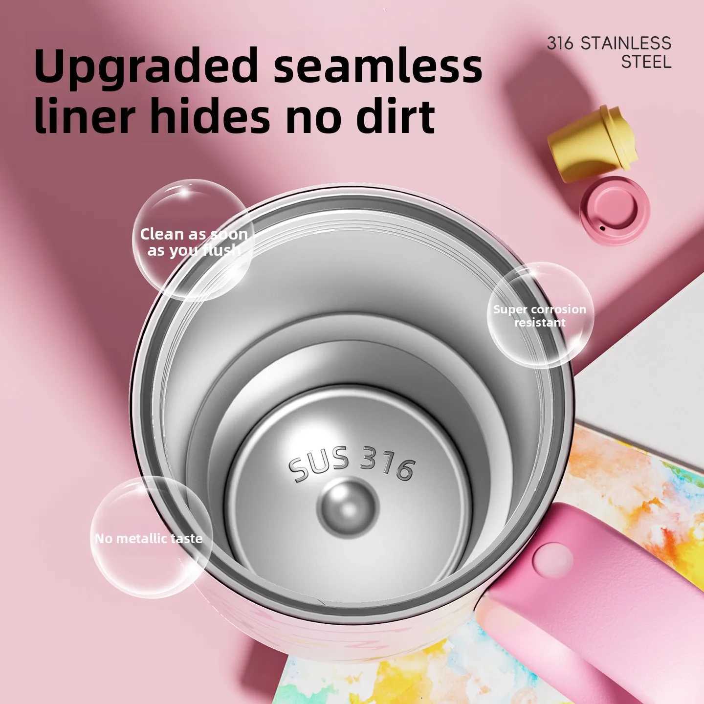 COOKER KING Large-capacity Thermos Cup Female Ice Cup Giant New High-value Car Straw Cold Water Cup Stainless Steel Water Bottle H251215