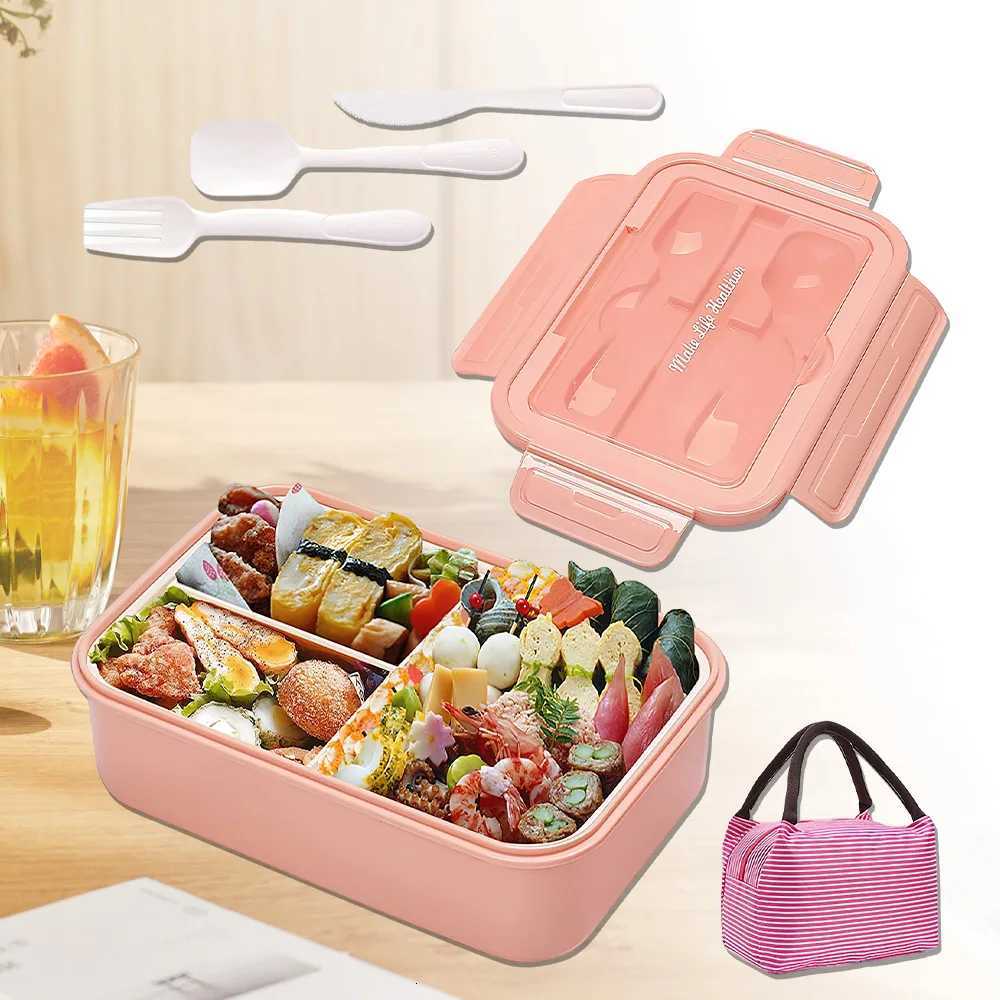 3 Grids Microwave Plastic Lunch Box Portable Detachable Fruit Bento Box Stackable Food Container For School Travel Off Picnic H251213