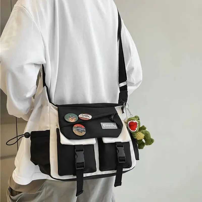 Japanese Simple Messenger Bag Student Nylon Waterproof Canvas Handbag Shoulder Crossbody Bags for Women Men Satchels BolsasT251215