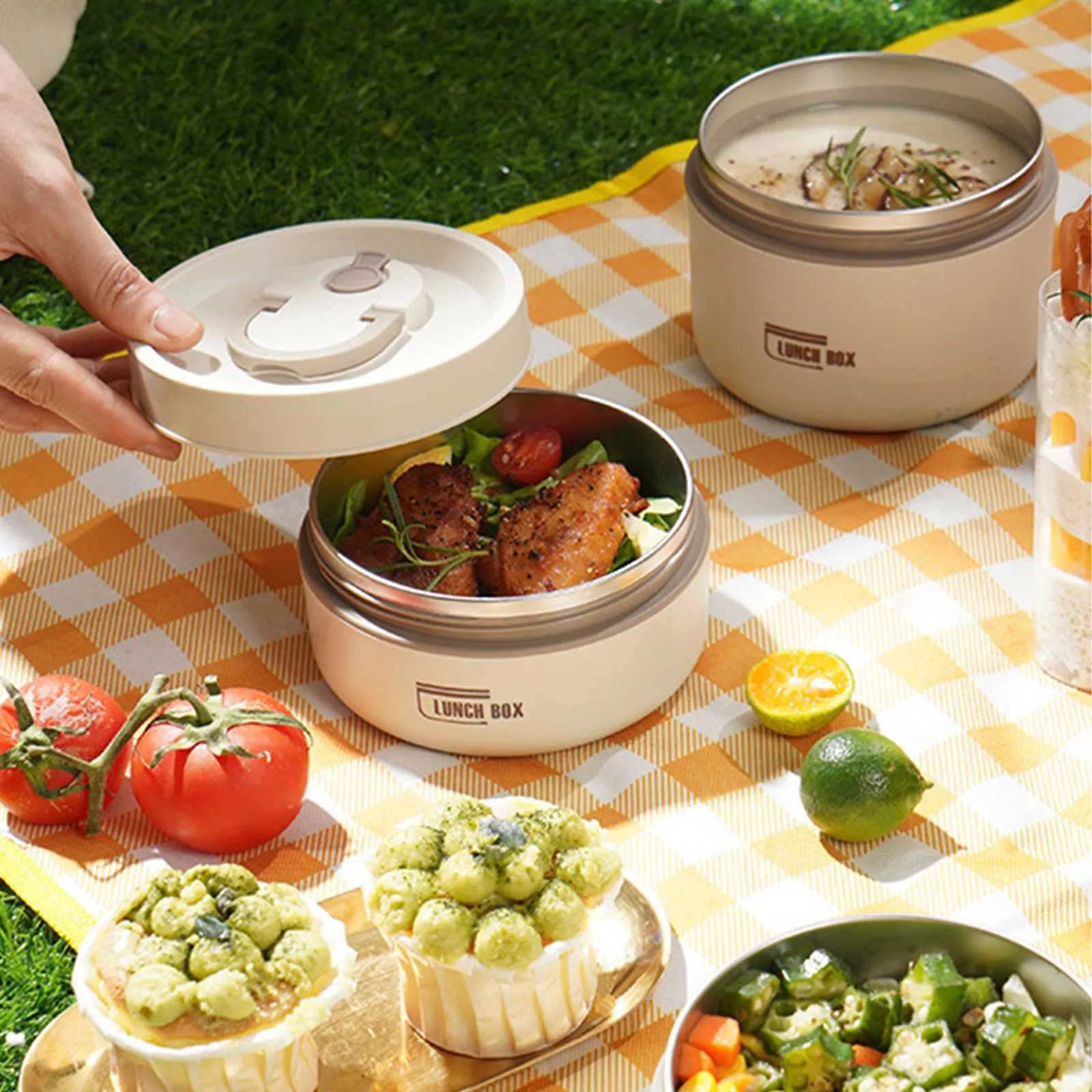 Food Storage Container Picnic Portable Leak-Proof Fruit Salad Box Microwave 304 Stainless Steel Insated Lunch Box H251213