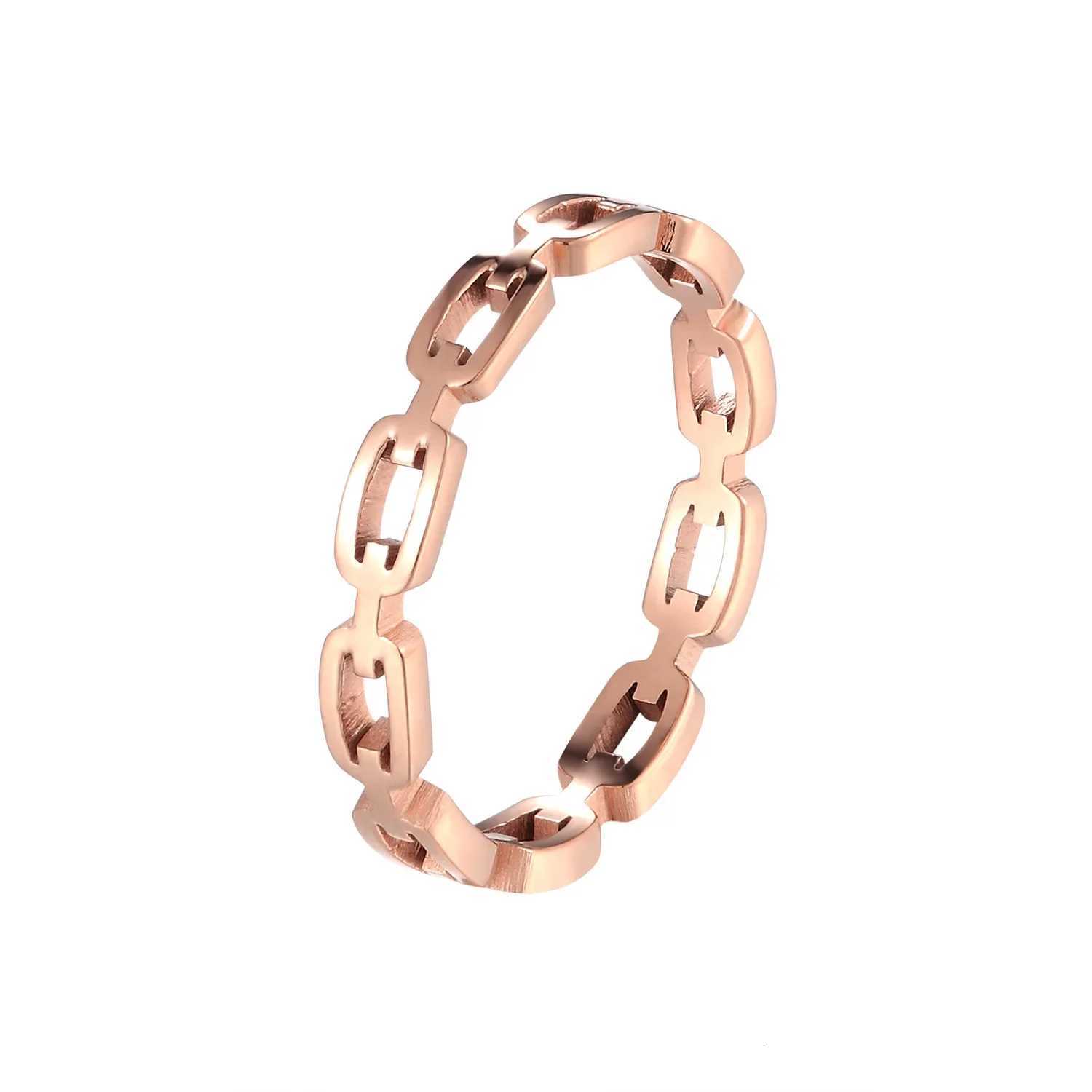 Women Classic Twist Chain Ring for Zircon Stainless Steel Geometric Twist Wrapped Women Couple Ring Wedding Jewelry Aesthetic M251215