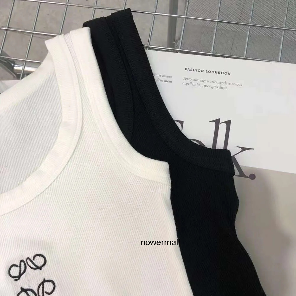 Loeweilies Top Designer Short Sleeves Women Knits Tank Top Designer Embroidery Vest Sleeveless Breathable Knitted Pullover Womens Sp loewes loewetops ETJ0