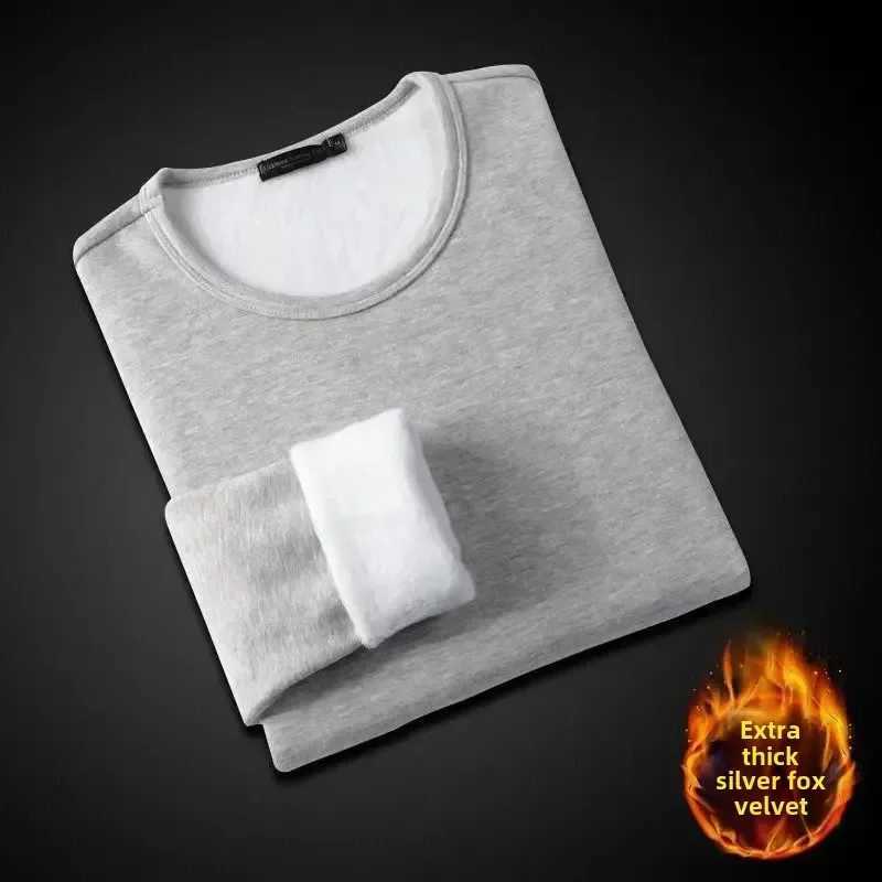 Winter Fleece-Lined Long Sleeve T-Shirt Solid Color Men Womens Same Style Fashion Round Neck Quick Sell Customer Product G251215