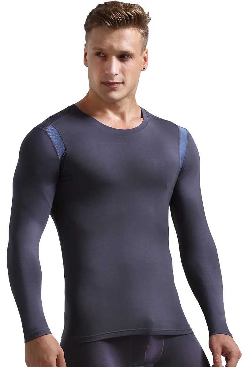 Mens autumn clothes Mens single V-neck Modal thermal underwear Long sleeve base shirt thin top cotton sweater winter G2512151