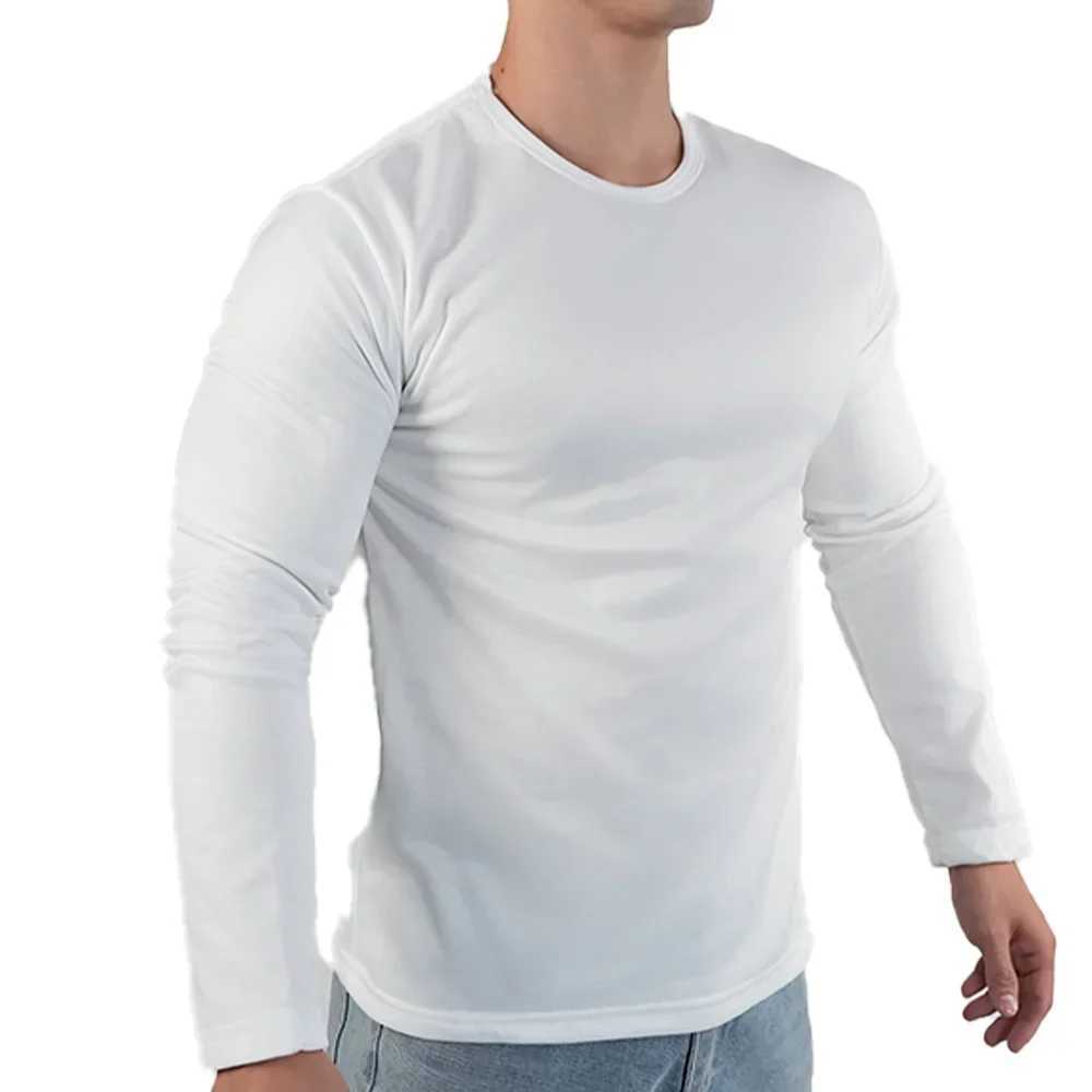 2pcs Winter Thermal Underwear Mens O Neck Fleece Bottoming Shirt Long Sleeved T Shirt Tops Solid Color Large Size Undershirt G251215