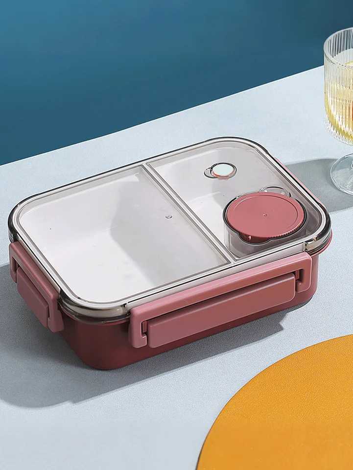 1PC Adt Microwaveable Plastic Lunch Box with Two/Three Cpartments Portable Student Food Container with Leak-Proof Lid H251213