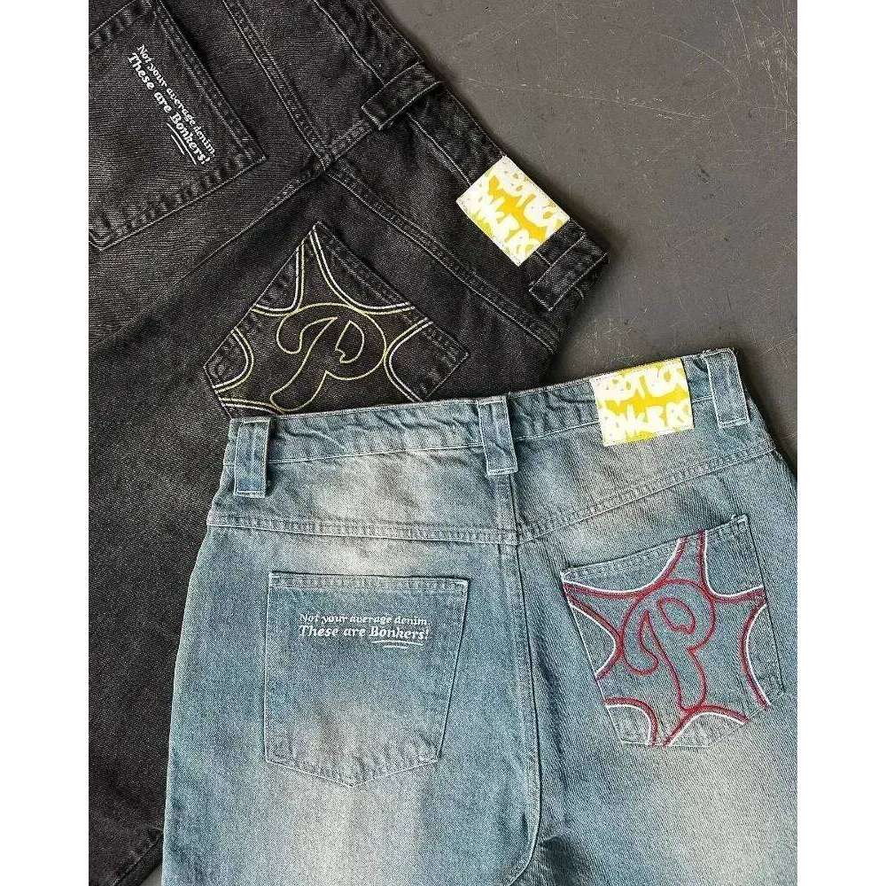 Loose Retro Blue Protect Streetwear Rock Y2K Jeans Men's Harajuku Hip-Hop Clothing Letter High Waist Wide Leg Pants C251215