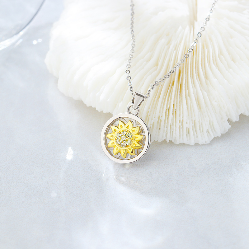 925 Sterling Silver Infinity Rotatable Spinner Anxiety Fidget Sunflower Pendant Worry Stress Relief Necklaces Jewelry for Women 240618