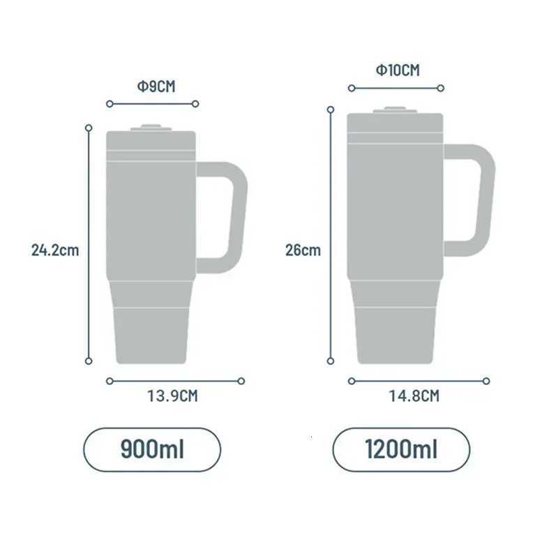 Tyeso 900/1200ml Stainless Steel Vacuum Cup Car Insulated Coffee Cup with Handle Outdoor Mountain Climbing Portable Water Cup H251215