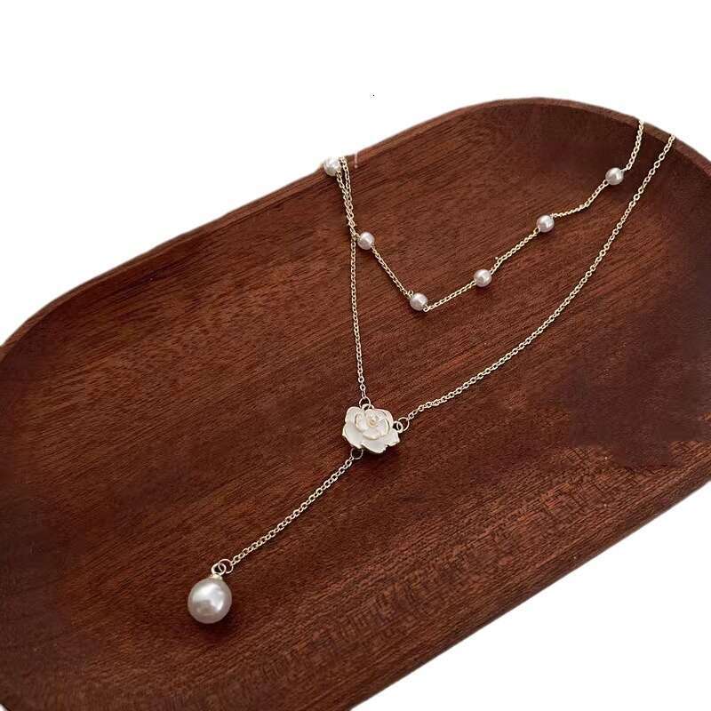 Necklace for Women Designer Luxury 2026 Double Layer Tassel Pearl Necklace Unique Design Camellia Clavicle Chain Sense, Elegant Neck Chain
