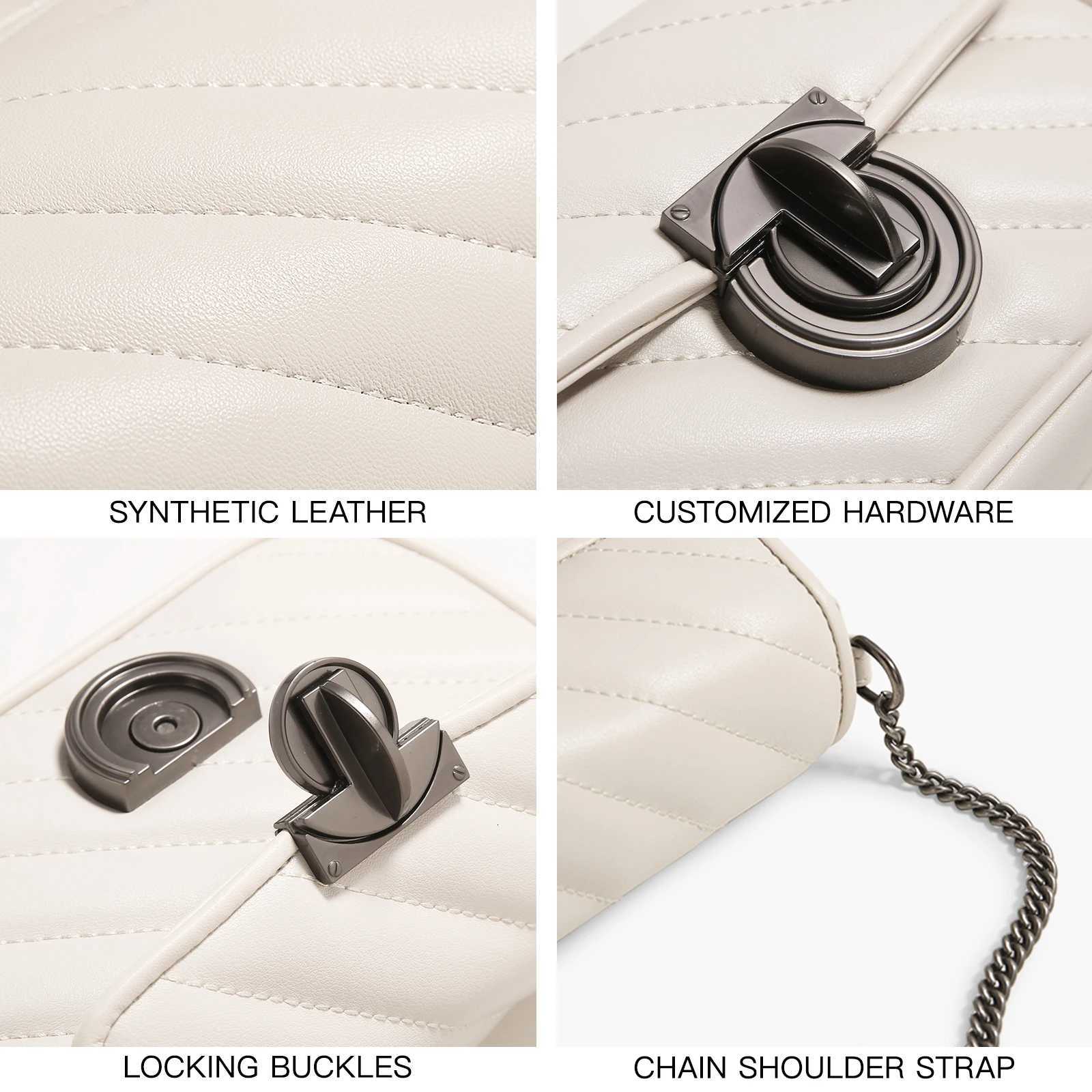 ITAMOOD Leather Quilted Chain Shoulder Bag Luxury and Elegant Womens Crossbody Bag Holiday Gift Small Square BagT251215