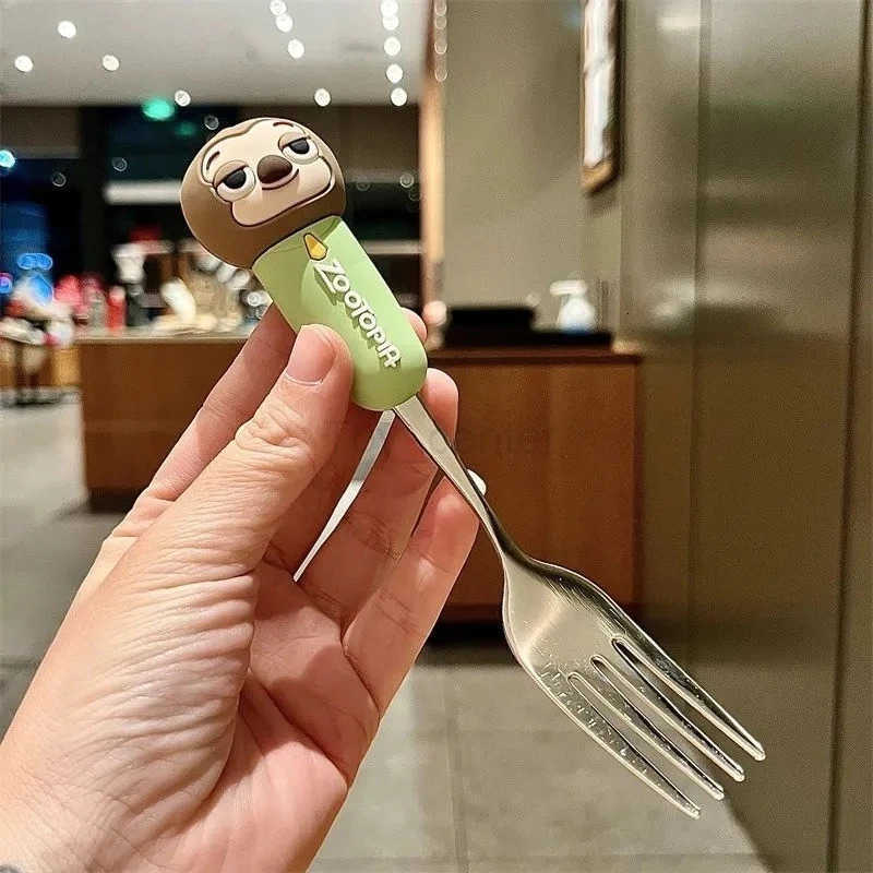 Disney New Zootopia Spoon Fork for Kids Anime Peripheral Student Portable Cutlery Set Tableware Gift Toys H251215