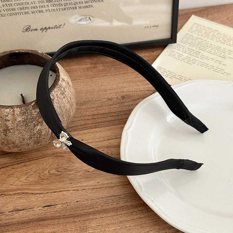 Women Crystal Bowknot Hairbands Solid Satin Ribbon Headbands Narrow Hair Hoops Simple and Elegant Style for Daily Party WearingXJ251215 - view 7