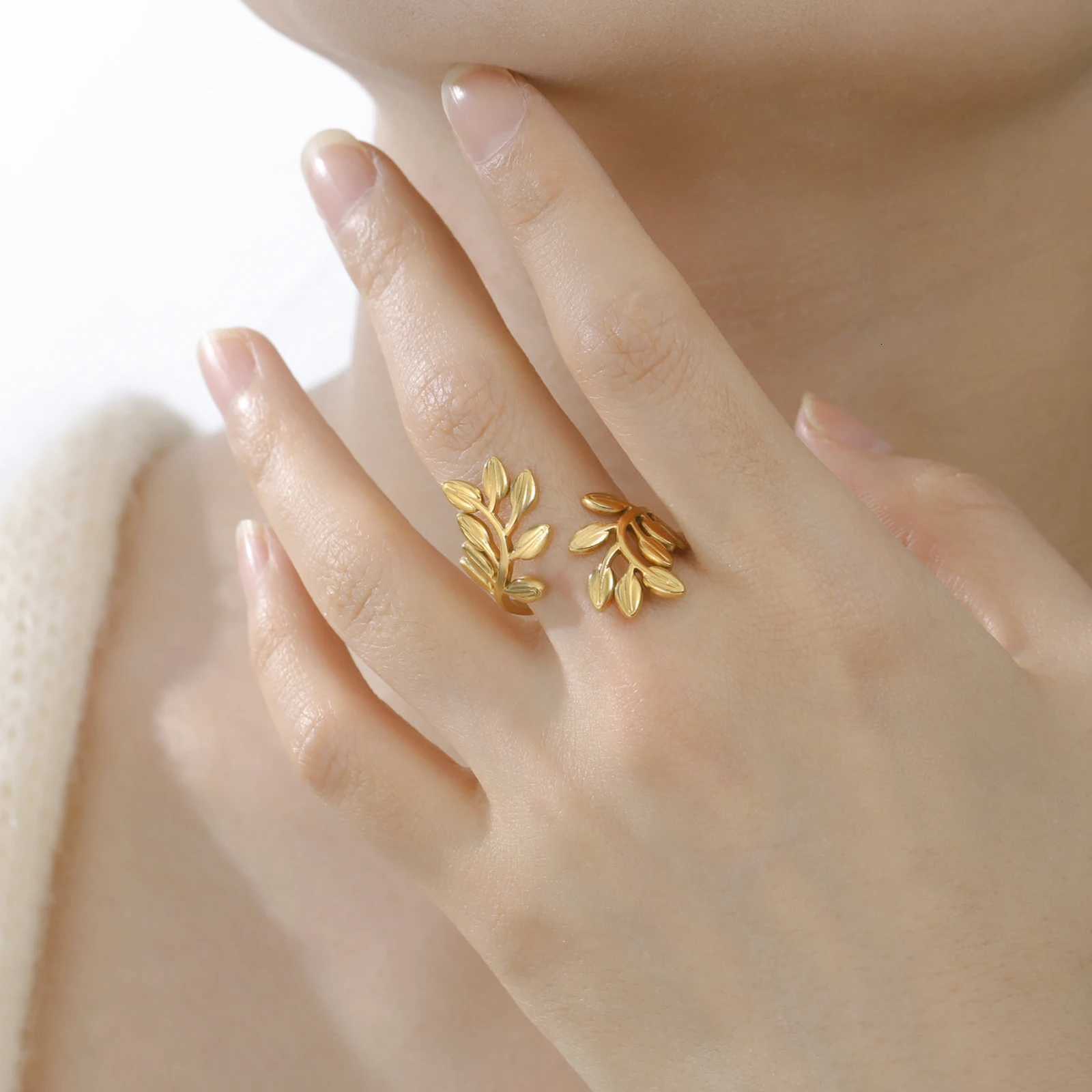 Lucktune Open Ring Stainless Steel Adjustable Womens Finger Ring Fashion Gold Color Jewelry Party Birthday Gift Wholesale M251215