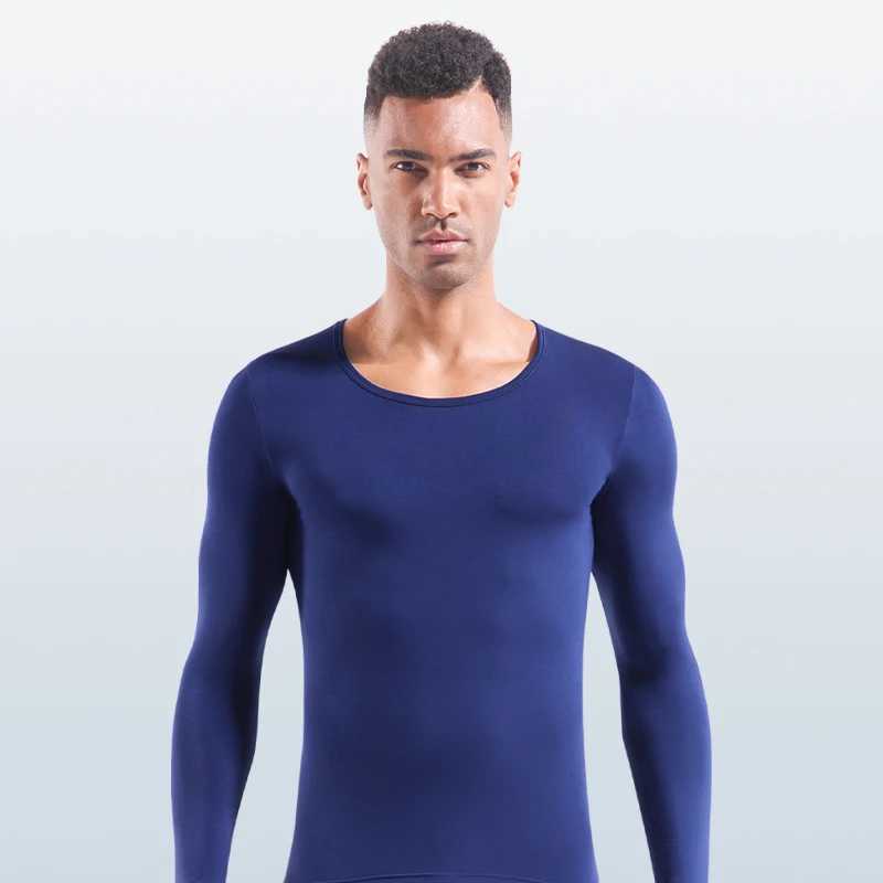 Mens Thermal Underwear Pure Cotton Low-Neck Large V-Neck Base Layer Shirt Autumn and Winter Solid Color Thin Slim-Fit Top G251215