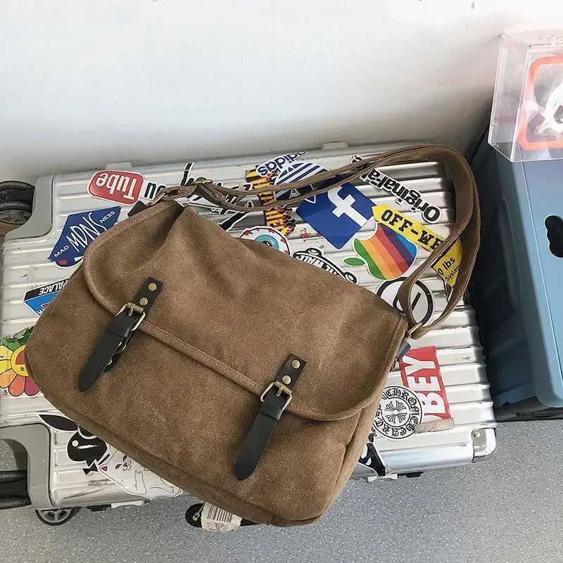 Crossbody Bags Canvas Large Capacity Mens Casual Handbags Vintage Shoulder Messenger Bag Leisure Student Satchel Package bolsosT251215