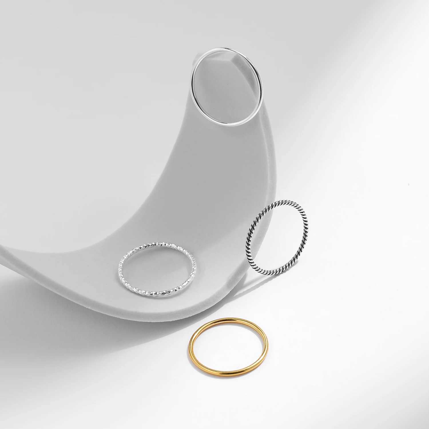 MODIAN 925 Sterling Silver Simple Fashion Stackable Ring Classic Wave Geometric Exquisite Finger Rings For Women Party Jewelry M251215